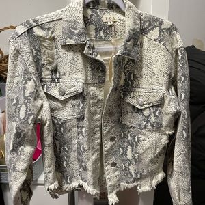 Snake skin printed denim jacket